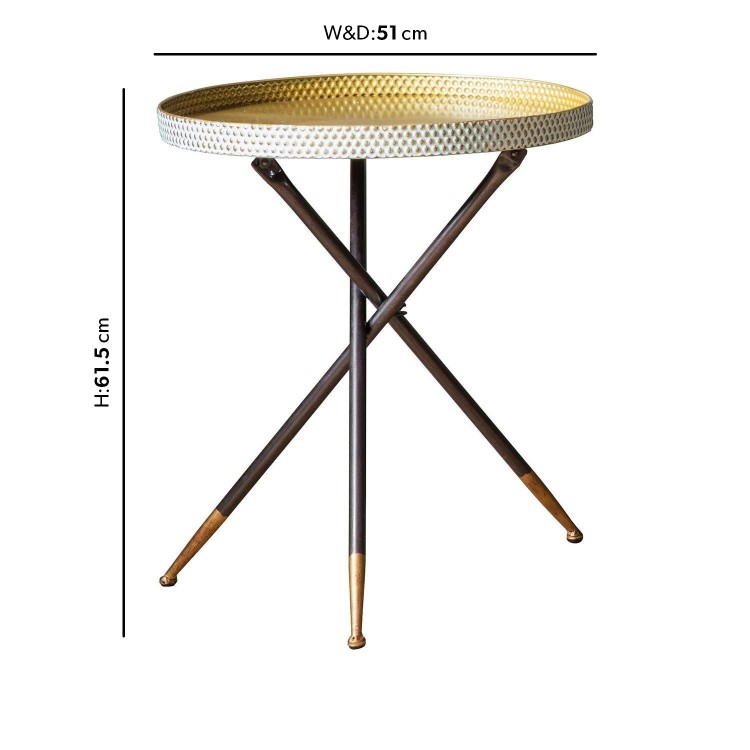 Gold Round Side Table with Metal Legs - Caspian House