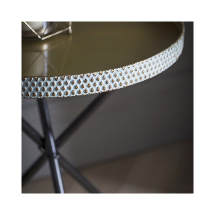Gold Round Side Table with Metal Legs - Caspian House
