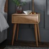 Gallery Milano Solid Oak Light Wood Chevron Style Bedside Table with Angled Legs &amp; 1 Drawer