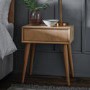 Gallery Milano Solid Oak Light Wood Chevron Style Bedside Table with Angled Legs & 1 Drawer