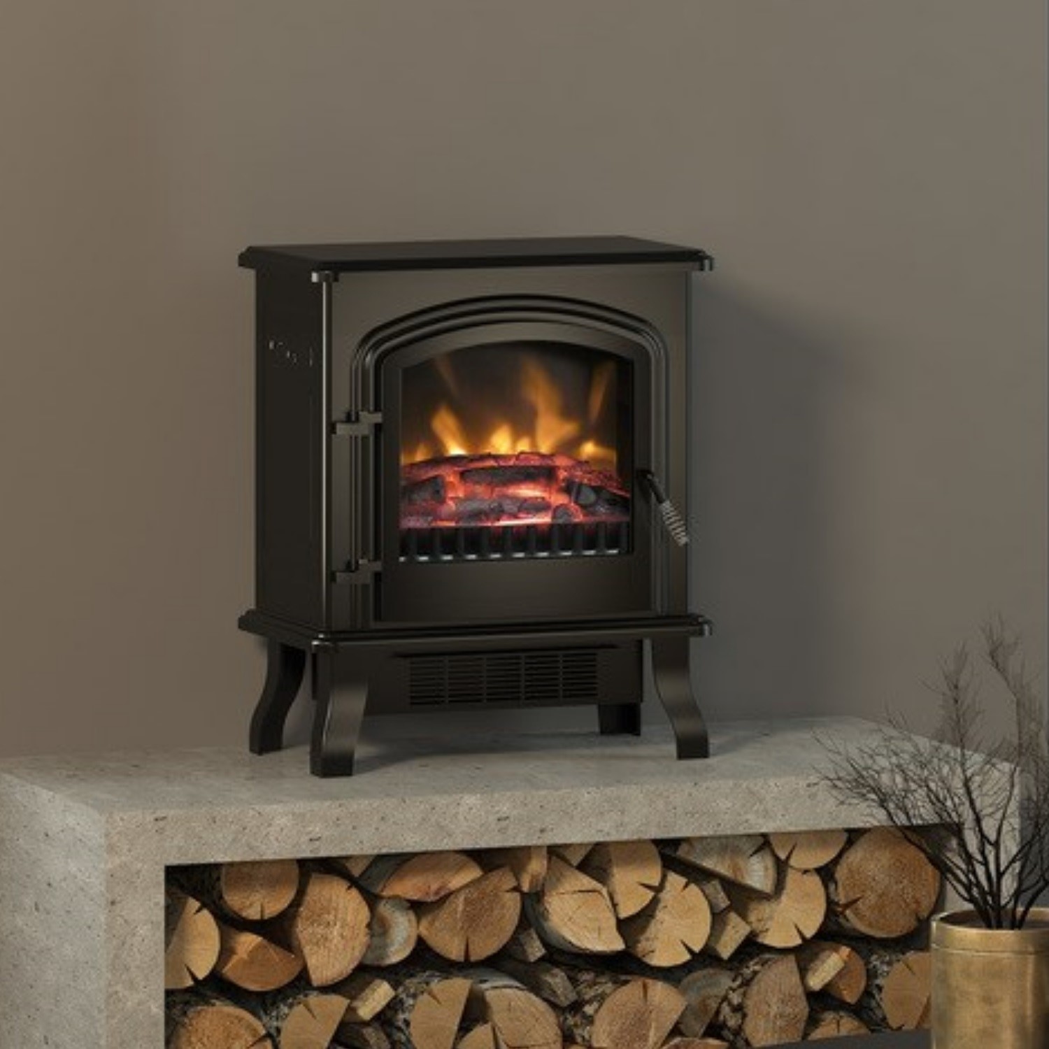 Bemodern Colman Freestanding Electric Stove Fire In Black
