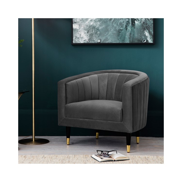 Grey Velvet Armchair - Serrano - Gallery
