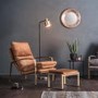 ONLY OPENED - Tan Leather Look Armchair with Gold Frame - Fabien Gallery