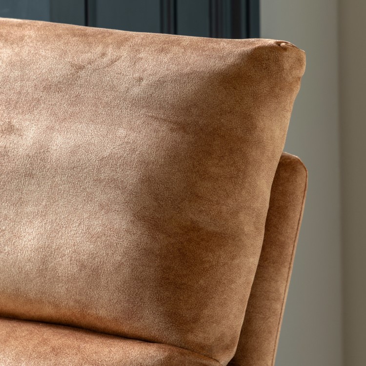 ONLY OPENED - Tan Leather Look Armchair with Gold Frame - Fabien Gallery