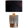 Table Lamp with Gold Hammered Glass Base &amp; Black Velvet Shade - Mastro