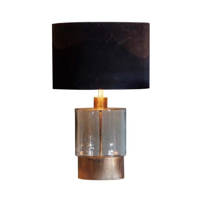 Table Lamp with Gold Hammered Glass Base & Black Velvet Shade - Mastro