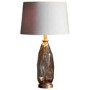 Table Lamp with Linen Shade & Brown Glass Base - Sibarri