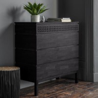 Galllery Boho Boutique Solid 4 Drawer Storage Cupboard in Black