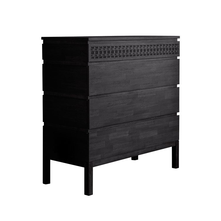 Galllery Boho Boutique Solid 4 Drawer Storage Cupboard in Black