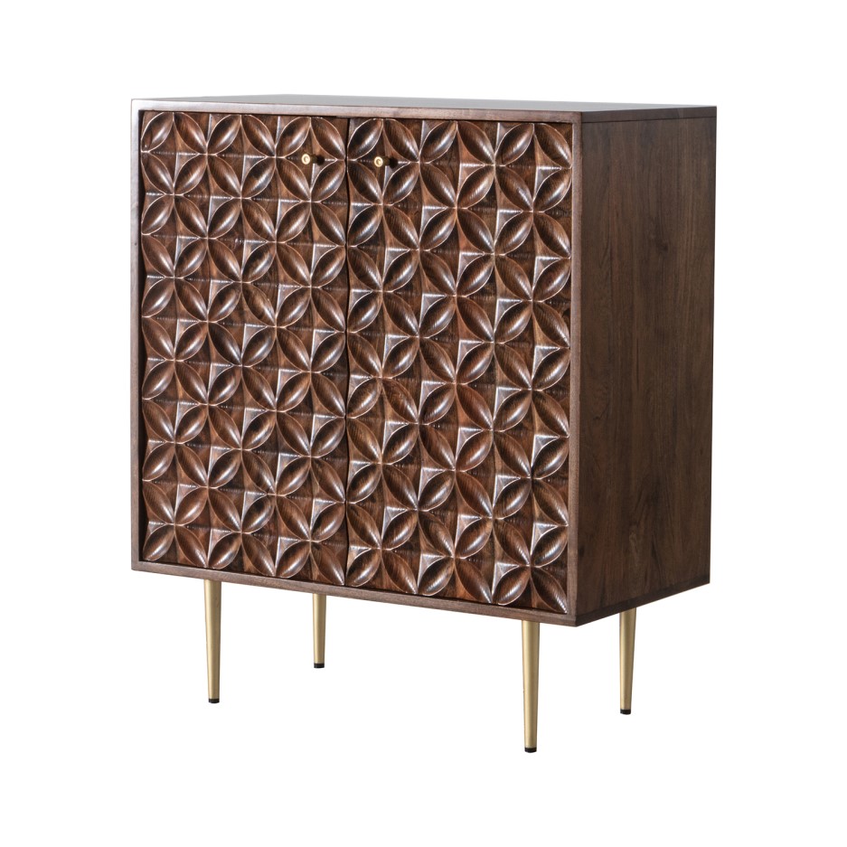 Gallery 2 Door Drinks Cabinet with Carved Finish - Kerala ...