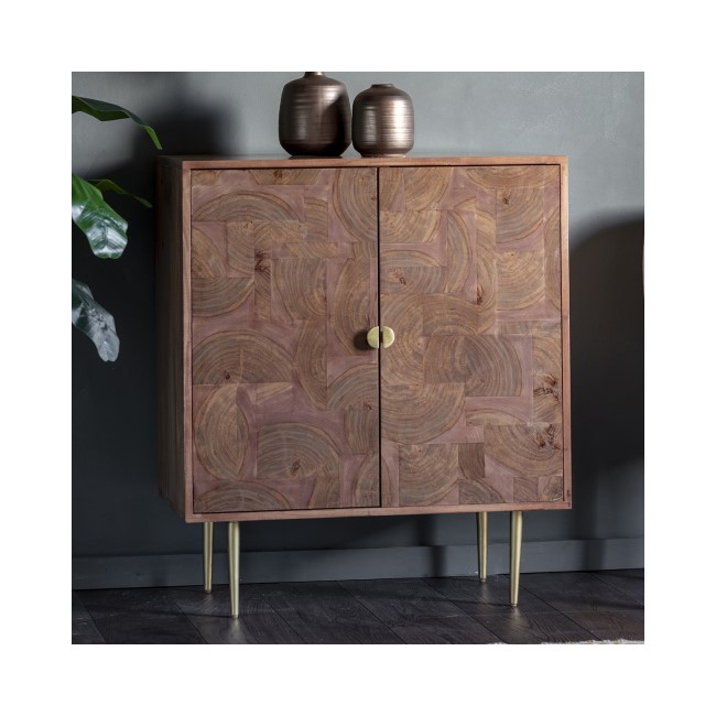 Gallery Drinks Cabinet in Solid Wood with Brushed Brass Finish - Ontario Range