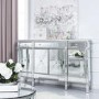 Aurora Boutique Silver Mirrored Sideboard with 4 Doors and 4 Drawers & Crystal Knob Handles