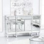 Aurora Boutique Silver Mirrored Sideboard with 4 Doors and 4 Drawers & Crystal Knob Handles