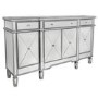 Aurora Boutique Silver Mirrored Sideboard with 4 Doors and 4 Drawers & Crystal Knob Handles