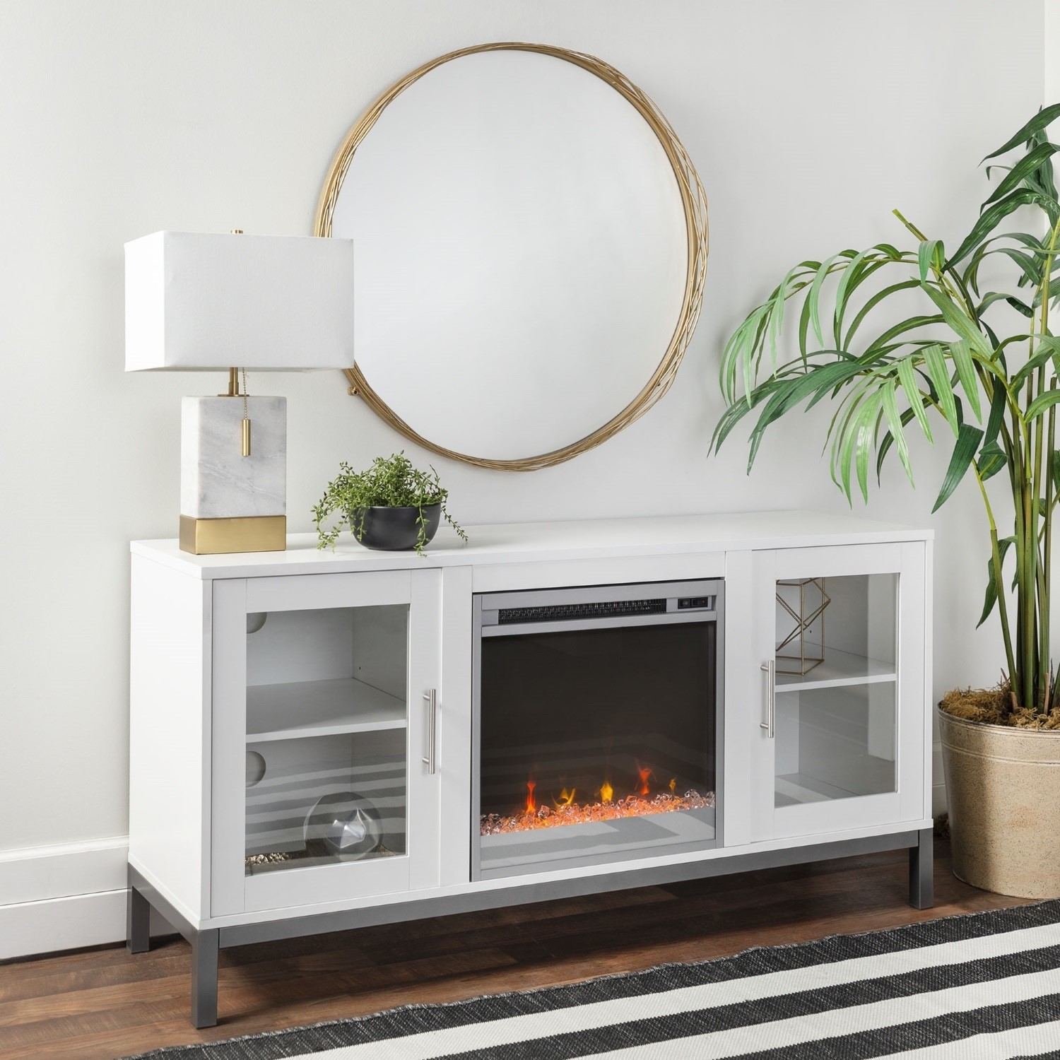 tv unit with built in fire
