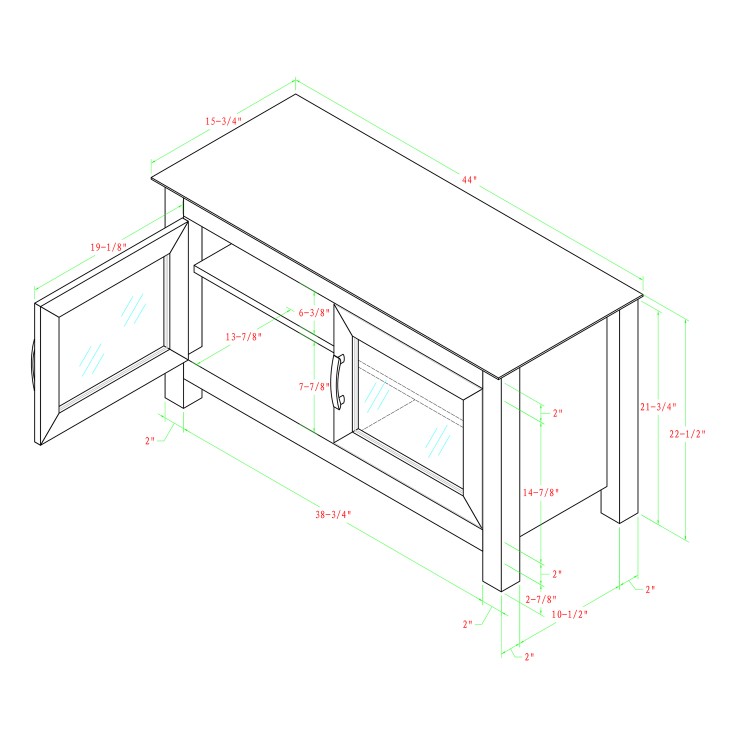 Small Black Wood TV Stand with Storage - TV's up to 48" - Foster