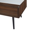 Dark Walnut Effect Coffee Table with Glass Top - Foster