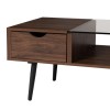 Dark Walnut Effect Coffee Table with Glass Top - Foster