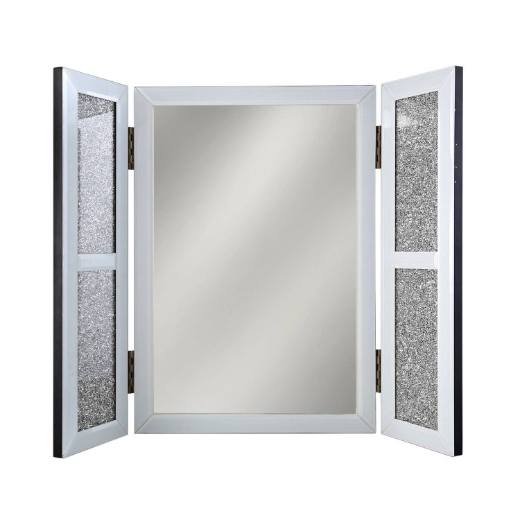 Bella White Glitter Glass Vanity Dressing Table Mirror