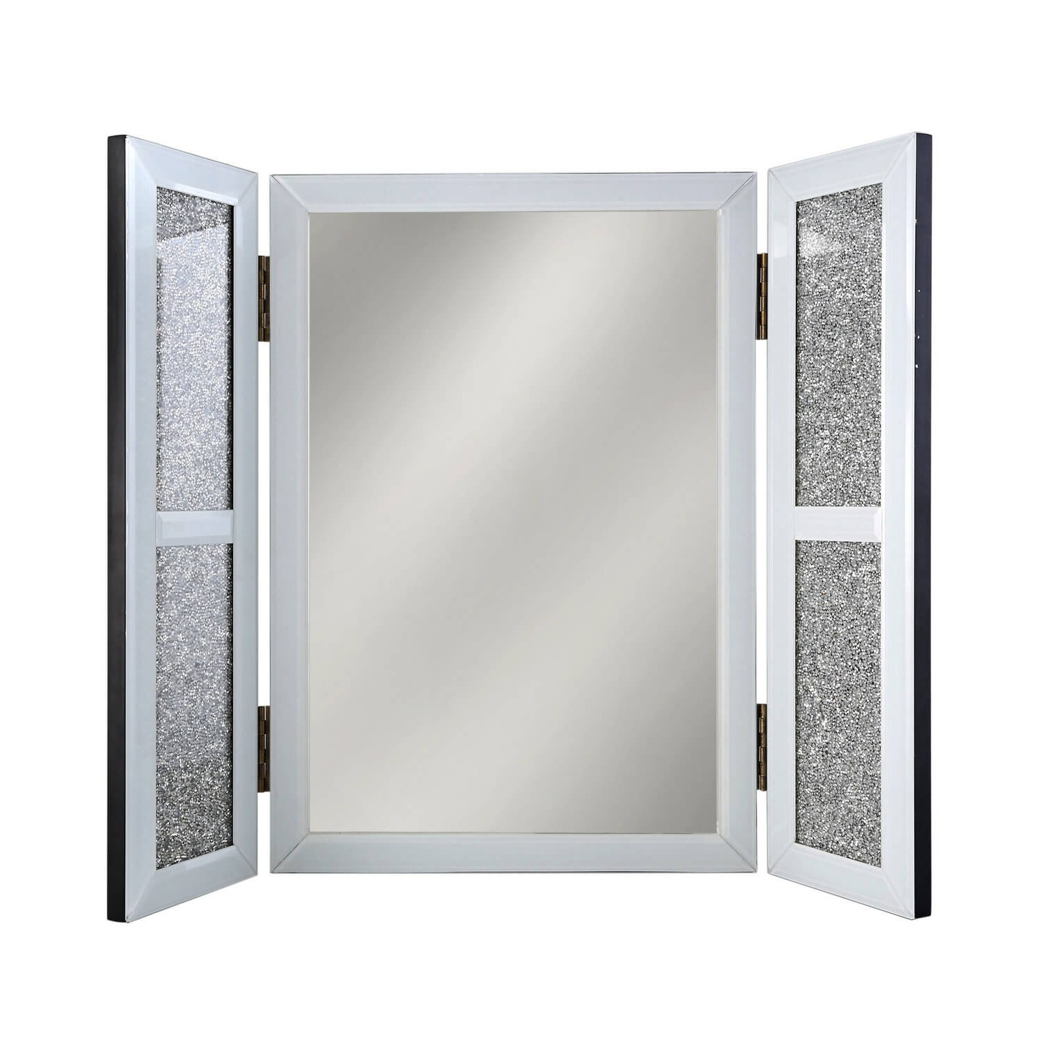 Bella White Glitter Glass Vanity Dressing Table Mirror - Page 1 - - BuyItDirect.ie Bella White Glitter Glass Vanity Dressing Table Mirror - Page 1 - - BuyItDirect.ie