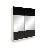 Mirrored Door Sliding Black Mirrored Wardrobe - Evana