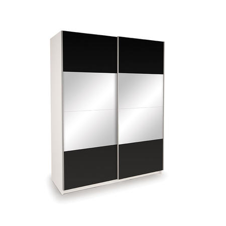 Mirrored Door Sliding Black Mirrored Wardrobe - Evana