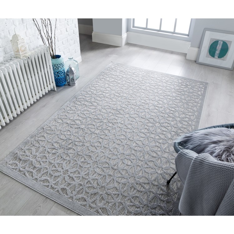Silver Indoor/Outdoor Rug 120x170cm - Flair Argento