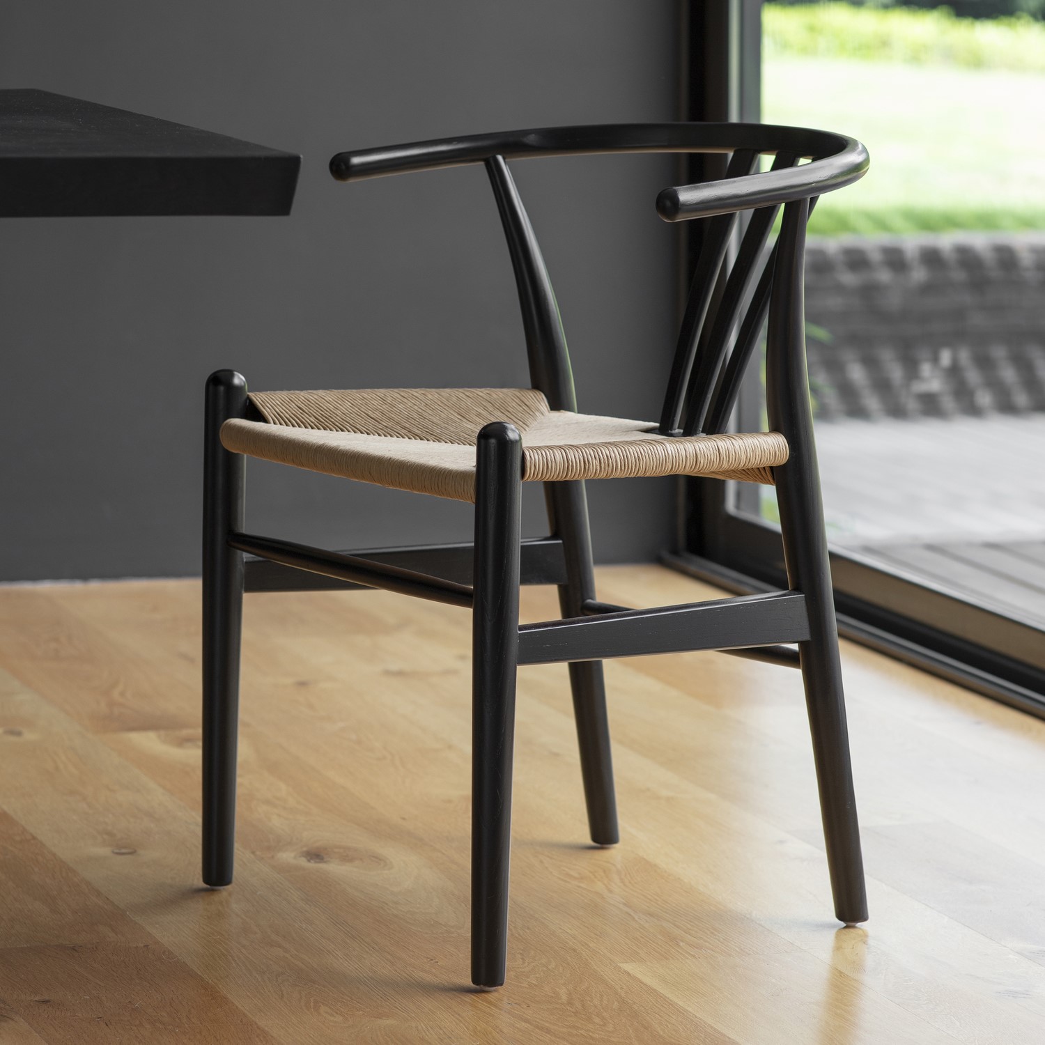 Pair of Black Wishbone Dining Chairs Caspian House