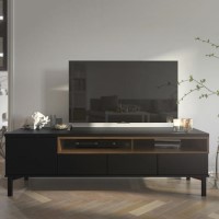 Roomers TV Unit in Black and Walnut