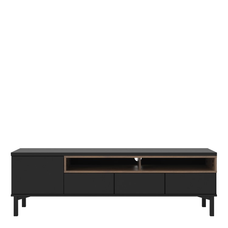Roomers TV Unit in Black and Walnut