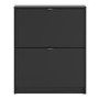 Matte Black Shoe Cabinet with 2 Tilting Doors - 6 Pairs