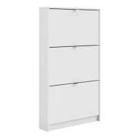 Slim White Shoe Cabinet with 3 Drawers - 9 Pairs
