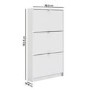 Slim White Shoe Cabinet with 3 Drawers - 9 Pairs