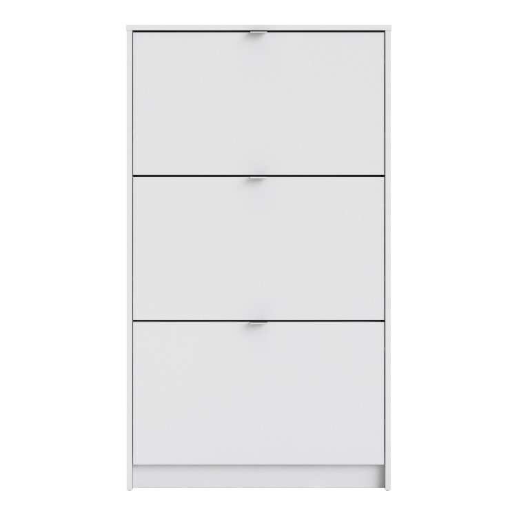 Slim White Shoe Cabinet with 3 Drawers - 9 Pairs