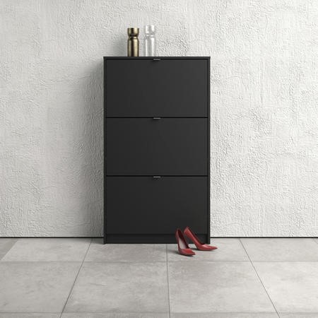 Slim Matt Black Wall Hung Shoe Cabinet with 3 Drawers 9 Pairs Page 1 BuyItDirect.ie