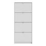 Slim White Wall Hung Shoe Cabinet with 4 Drawer -  12 Pairs