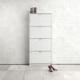 Slim White Wall Hung Shoe Cabinet with 4 Drawer -  12 Pairs