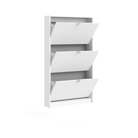 Slim White Wall Hung Shoe Cabinet with Drawer 12 Pairs Page