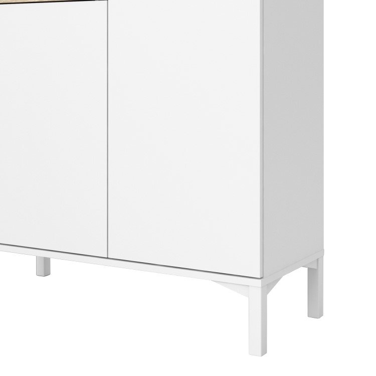 Tall White Sideboard with Oak Shelf - Roomers