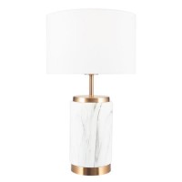 Marble Effect Ceramic Table Lamp with Gold Finish & White Shade Marble Effect Ceramic Table Lamp with Gold Finish & White Shade