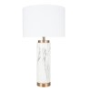 GRADE A1 - Marble Effect Ceramic Tall Table Lamp with Gold Finish &amp; White Shade