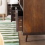 Dark Solid Pine TV Unit with Open Shelves & Storage - TVs up to 64" - Foster