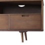 Dark Solid Pine TV Unit with Open Shelves & Storage - TVs up to 64" - Foster