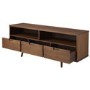 Dark Solid Pine TV Unit with Open Shelves & Storage - TVs up to 64" - Foster