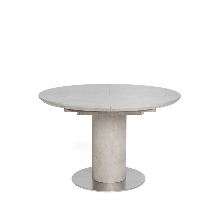Grey Concrete Effect Round Extendable Dining Table - Seats 4-6 - Etan