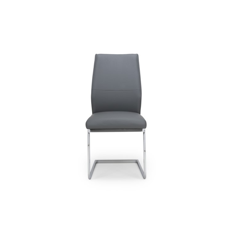Set of 2 Grey Faux Leather Cantilever Dining Chairs - Hilton