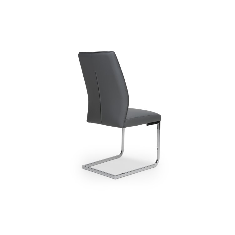 Set of 2 Grey Faux Leather Cantilever Dining Chairs - Hilton