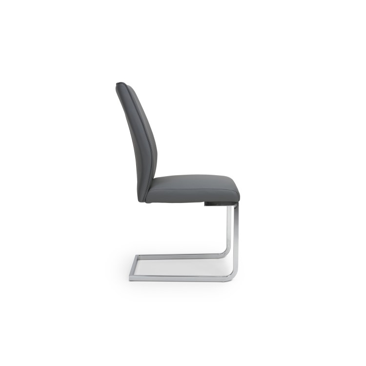 Set of 2 Grey Faux Leather Cantilever Dining Chairs - Hilton