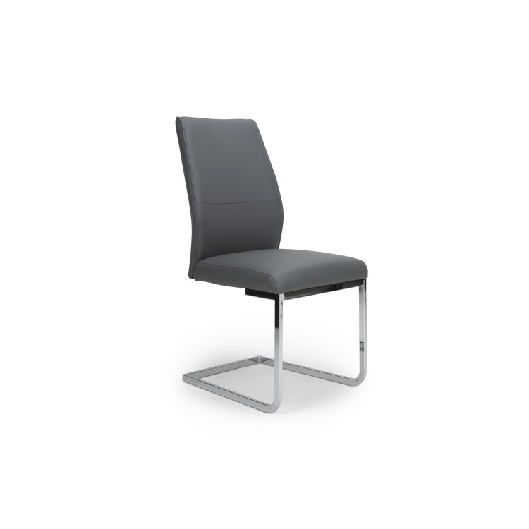 Set of 2 Grey Faux Leather Cantilever Dining Chairs - Hilton