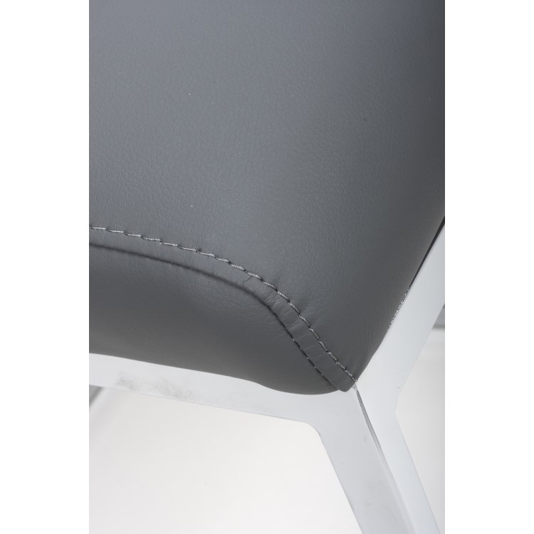 Set of 2 Grey Faux Leather Cantilever Dining Chairs - Hilton